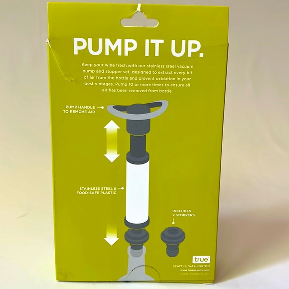 True Pump It Up Wine Preserver Vacuum Pump & Stopper Set NEW Keeps Wine Fresh! - Picture 4 of 4